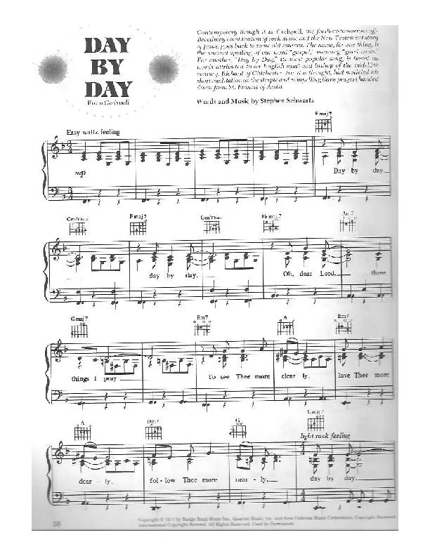 télécharger la partition d'accordéon Day by day (Du Film : Godspell) (Chant : Robin Lamont) (Valse Lente) au format PDF
