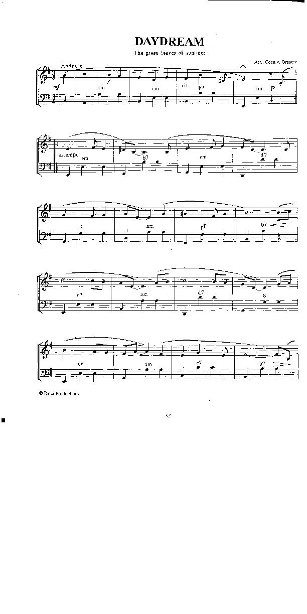 télécharger la partition d'accordéon Daydream (The freen leaves of summer) (Du Film : Alamo) (Arrangement : Coen van Orsouw) (Valse Lente) au format PDF