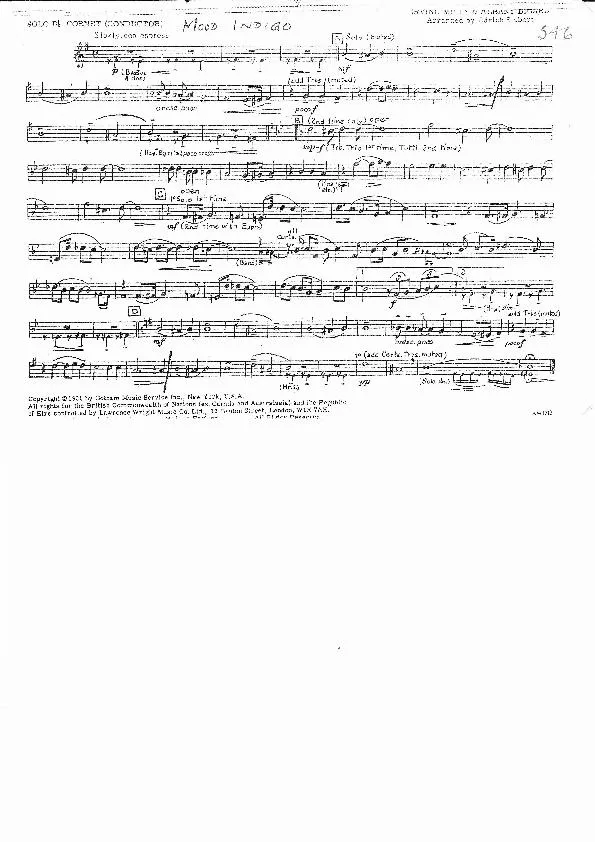 télécharger la partition d'accordéon Mood indigo (Arranged by : Edrich Siebert) (Quintet Brass) (Parties Cuivres) (Slow) au format PDF