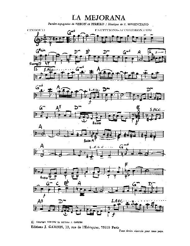 télécharger la partition d'accordéon La Mejorana (Paso Doble) au format PDF