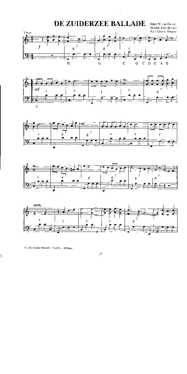 télécharger la partition d'accordéon De Zuiderzee ballade (Arrangement : Coen van Orsouw) (Tango) au format PDF