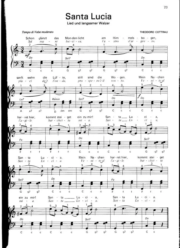 télécharger la partition d'accordéon Santa Lucia (Chant : Tino Rossi) (Valse Napolitaine) (Arrangement pour accordéon) au format PDF