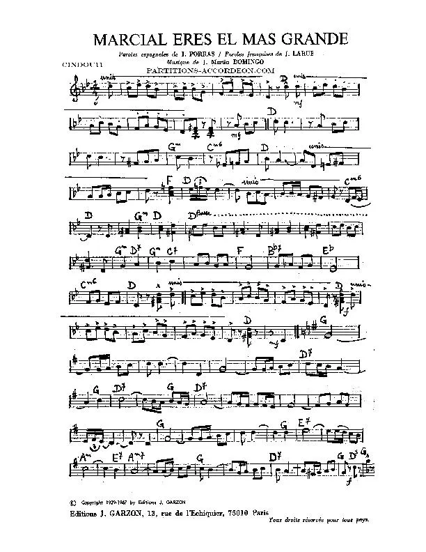 télécharger la partition d'accordéon Marcial eres el mas grande (Paso Doble) au format PDF