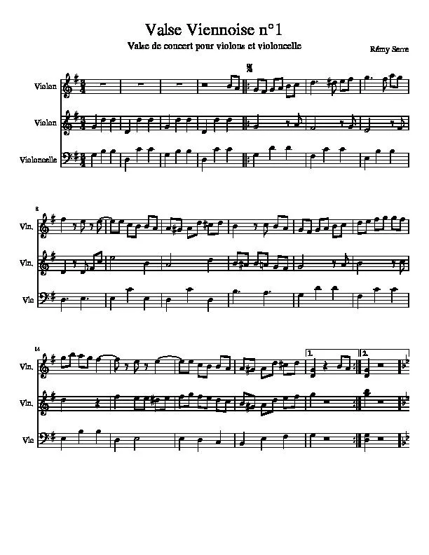 télécharger la partition d'accordéon Valse Viennoise n°1 (Valse de Concert pour violons et violoncelle) au format PDF