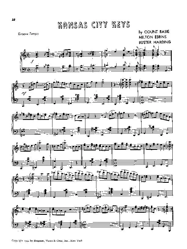 télécharger la partition d'accordéon Kansas City Keys (Piano) au format PDF