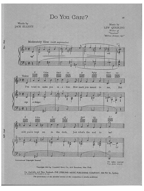 télécharger la partition d'accordéon Do you care ? (Interprètes : Jimmy Brown & Blue Barron et son Orchestre) (Slow Fox-Trot) au format PDF