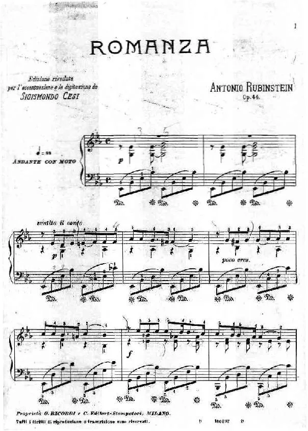 télécharger la partition d'accordéon Romanza (Piano) au format PDF