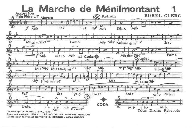 télécharger la partition d'accordéon La marche de Ménilmontant (Arrangement pour accordéon) au format PDF