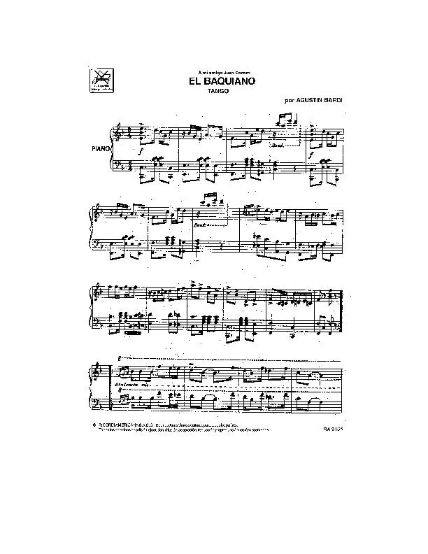 télécharger la partition d'accordéon El Baquiani (Tango) (Partie : Piano) au format PDF