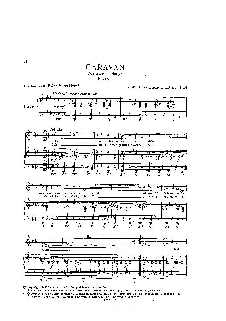 télécharger la partition d'accordéon Caravan (Karavanen-Song) (Fox-Trot) (Klavier) au format PDF