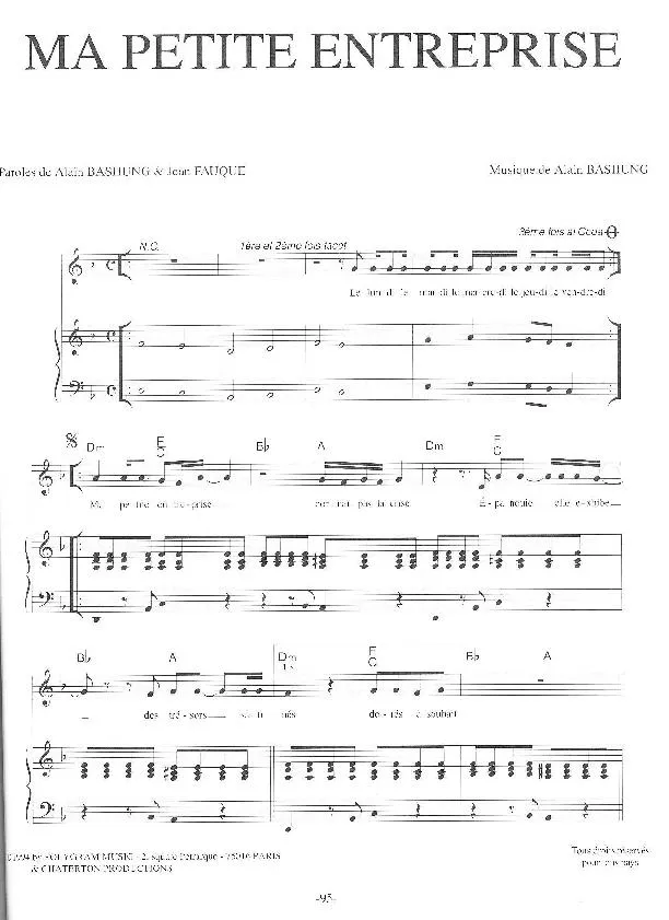 télécharger la partition d'accordéon Ma petite entreprise (Pop Rock) au format PDF