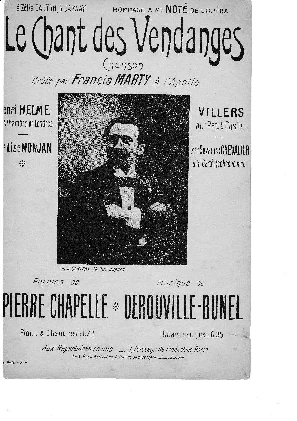 télécharger la partition d'accordéon Le chant des vendanges (Créé par : Francis Marty) au format PDF