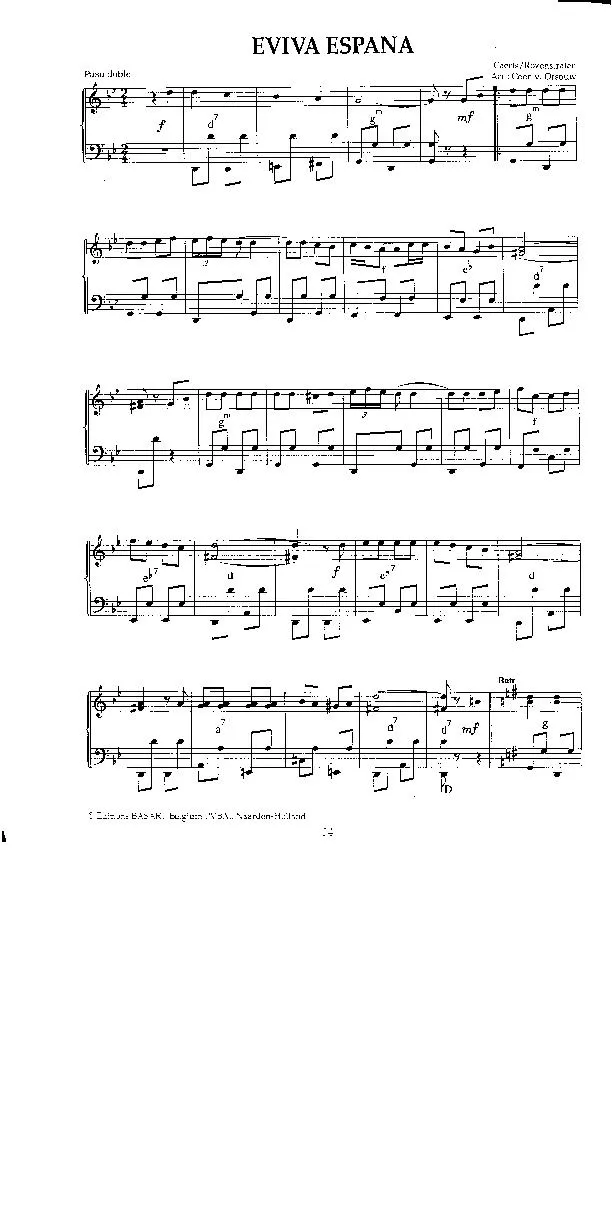 télécharger la partition d'accordéon Eviva España (Arrangement : Coen van Orsouw) (Paso Doble) au format PDF