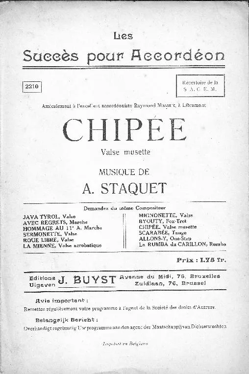 télécharger la partition d'accordéon Chipée (Valse Musette) au format PDF