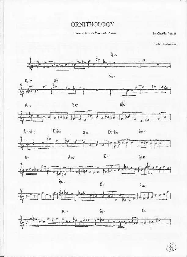 télécharger la partition d'accordéon Ornithology (Transcription : Yvonnick Prené) au format PDF