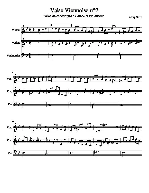 télécharger la partition d'accordéon Valse Viennoise n°2 (Valse de Concert pour violons et violoncelle) au format PDF