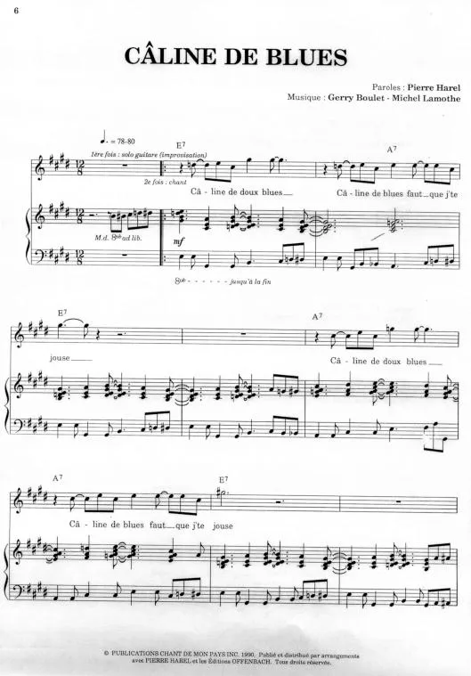 télécharger la partition d'accordéon Câline de blues au format PDF