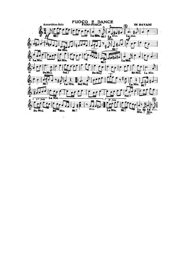 télécharger la partition d'accordéon Fuoco e dance (Interprètes : Etienne Delcher / Georges Allibert) (Paso Doble) au format PDF