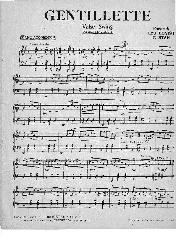 télécharger la partition d'accordéon Gentillette (Valse Swing) au format PDF