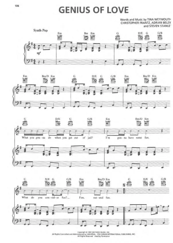 télécharger la partition d'accordéon Genius of love (Disco Pop) au format PDF