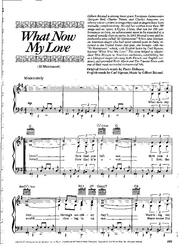 télécharger la partition d'accordéon What now my love (Et maintenant) (Boléro) au format PDF