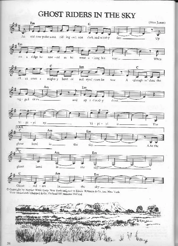 télécharger la partition d'accordéon Ghost Riders in the sky (Arrangement : Frank Rich) (Chant : Johnny Cash) (Country Quickstep Linedance) au format PDF