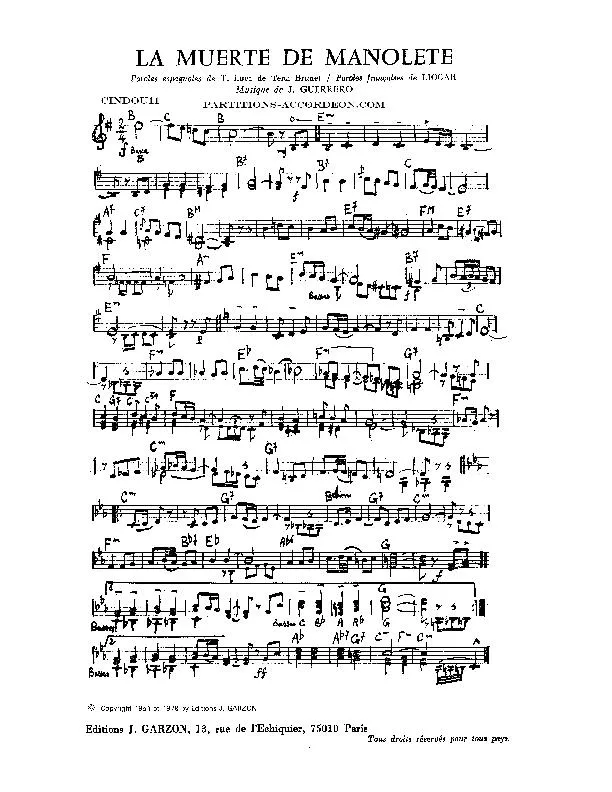 télécharger la partition d'accordéon La muerte de Manolete (Paso Doble) au format PDF
