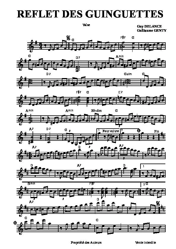 télécharger la partition d'accordéon Reflet des guinguettes (Valse) au format PDF
