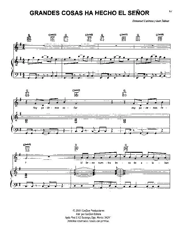 télécharger la partition d'accordéon Grandes cosas ha hecho el Señor (Chant : Marcos Witt) (Gospel) au format PDF