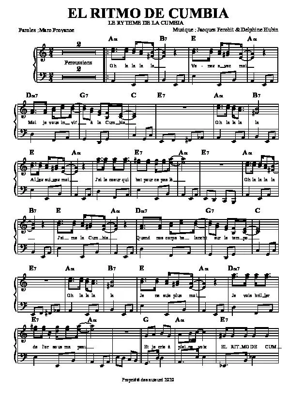 télécharger la partition d'accordéon El ritmo de cumbia (Le rythme de la cumbia) au format PDF