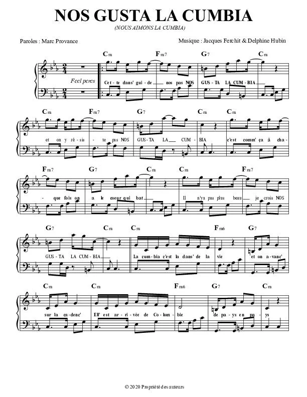 télécharger la partition d'accordéon Nos gusta la cumbia (Nous aimons la cumbia) au format PDF
