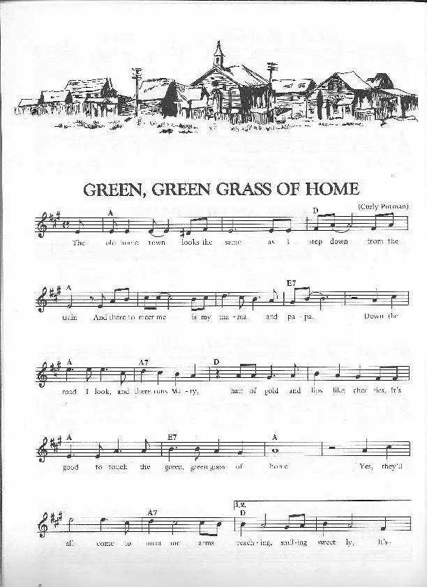 télécharger la partition d'accordéon Green, green grass of home (Arrangement : Frank Rich) (Chant : Tom Jones) (Slow) au format PDF