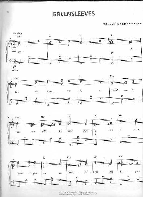 télécharger la partition d'accordéon Greensleeves (Arrangement : Gary Meisner) (Valse Lente) au format PDF