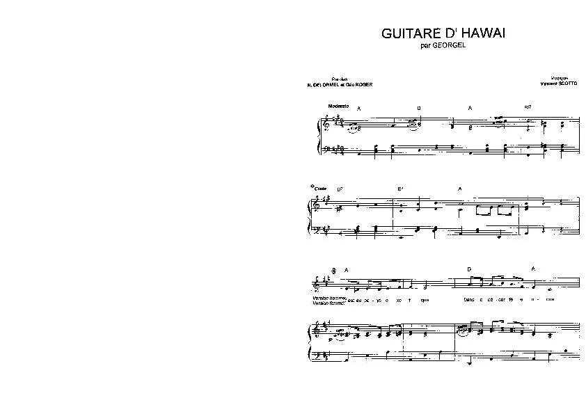 télécharger la partition d'accordéon Guitare d'Hawaï (Chant : Georgel) (Valse Lente) au format PDF