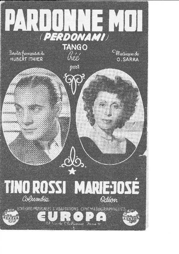 télécharger la partition d'accordéon Pardonne-moi (Perdonami) (Chant : Tino Rossi / Marie-José) (Tango) au format PDF