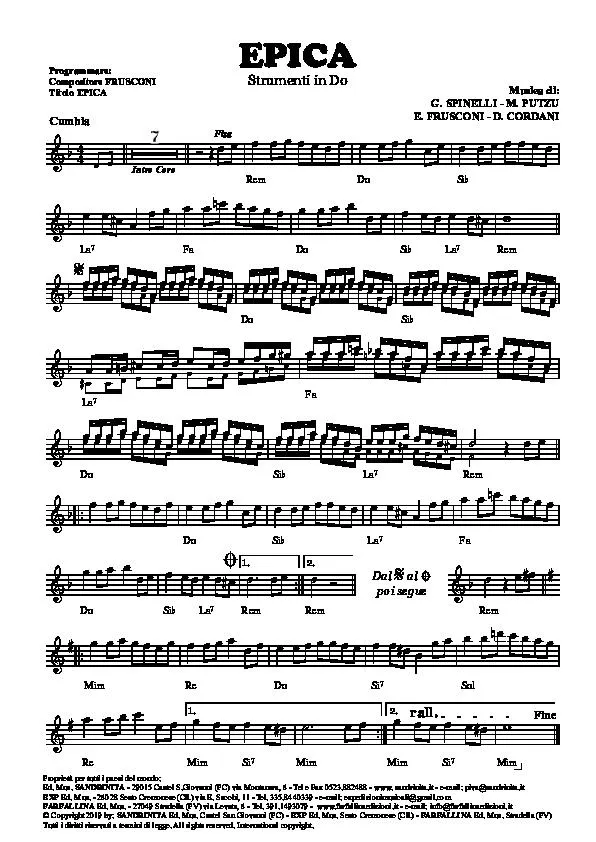télécharger la partition d'accordéon Epica (Cumbia) au format PDF