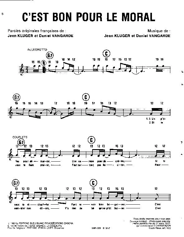 télécharger la partition d'accordéon C'est bon pour le moral (Chant : La Compagnie Créole) (Zouk) au format PDF