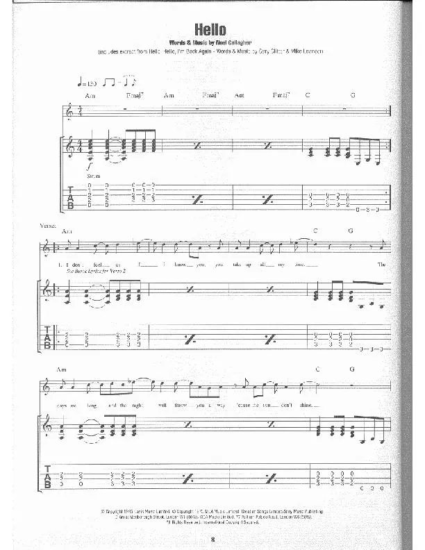 télécharger la partition d'accordéon Hello (Interprètes : Oasis) (Swing Rock Madison) au format PDF