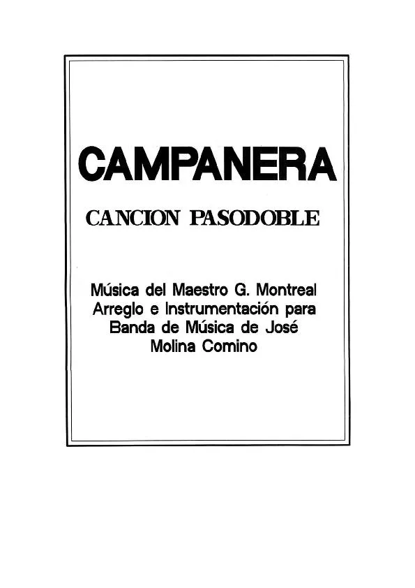 télécharger la partition d'accordéon Campanera (Arrangement : José Molina Comino) (Orchestration) (Paso Doble) au format PDF