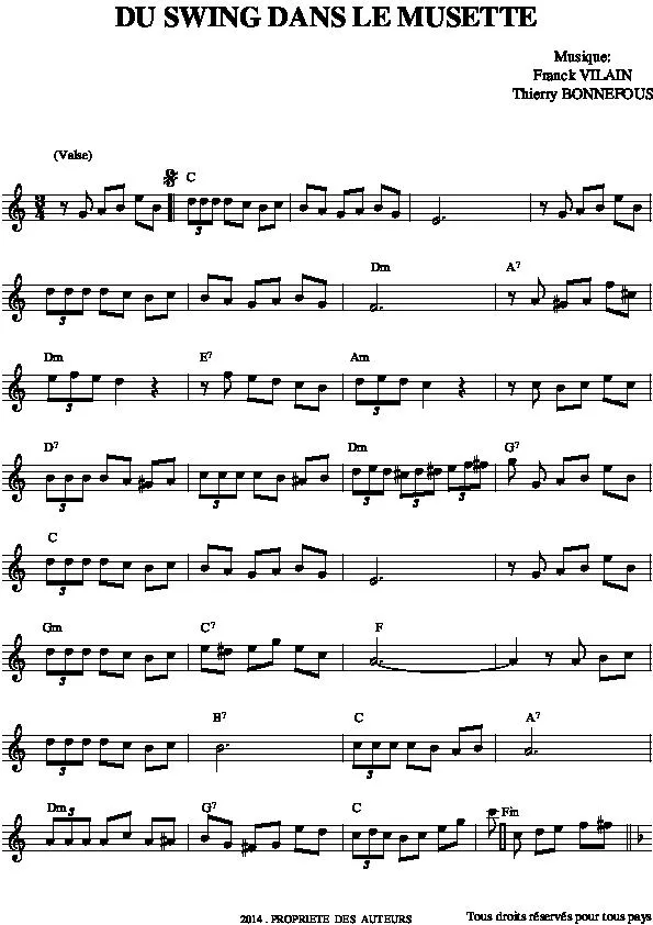télécharger la partition d'accordéon Du swing dans le musette (Valse) au format PDF