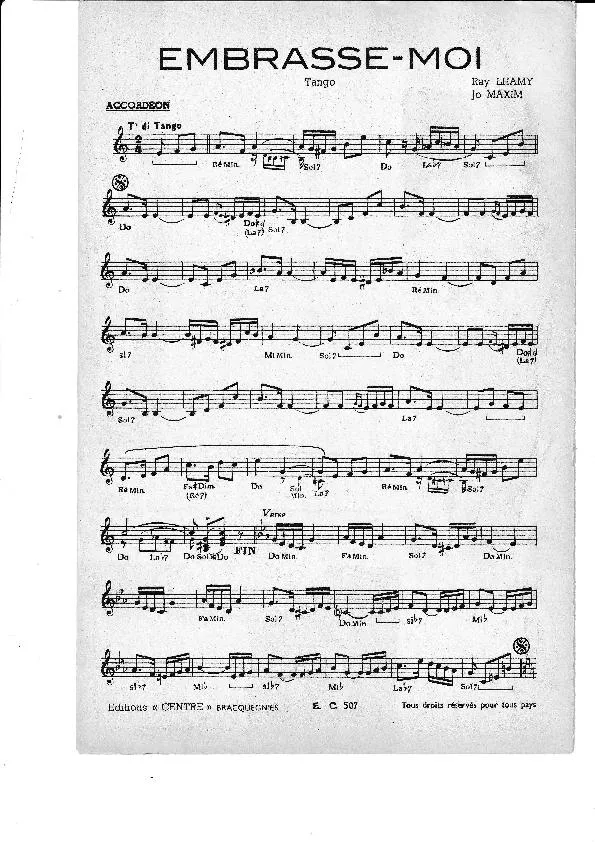 télécharger la partition d'accordéon Embrasse-Moi (Orchestration) (Tango) au format PDF