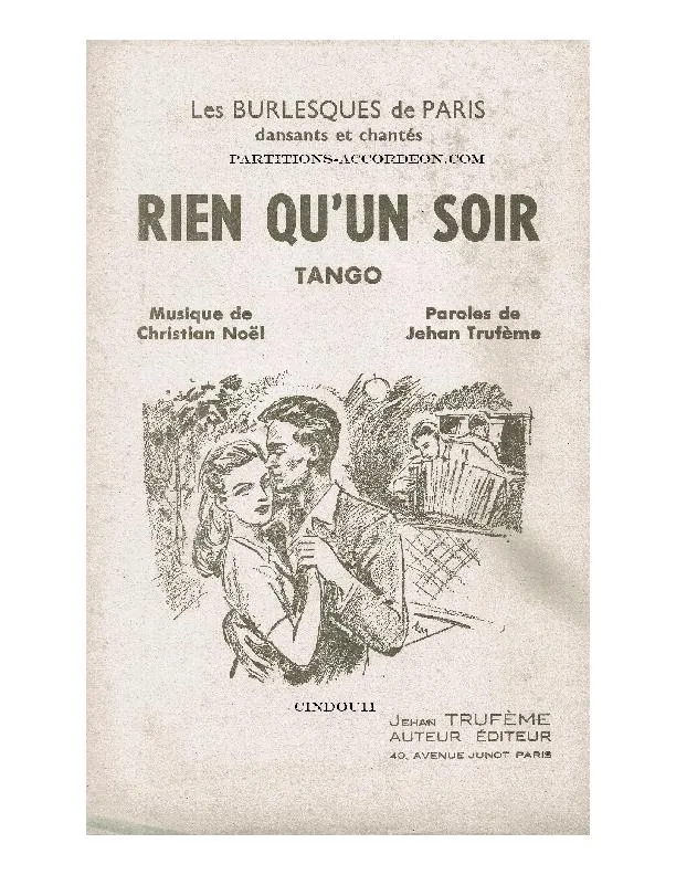 télécharger la partition d'accordéon Rien qu'un soir (Tango) au format PDF