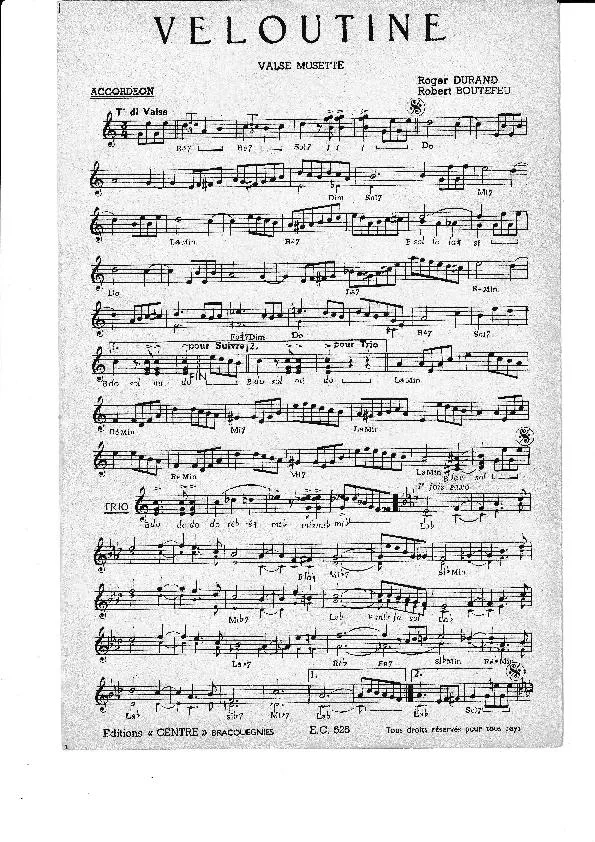 télécharger la partition d'accordéon Veloutine (Orchestration) (Valse Musette) au format PDF