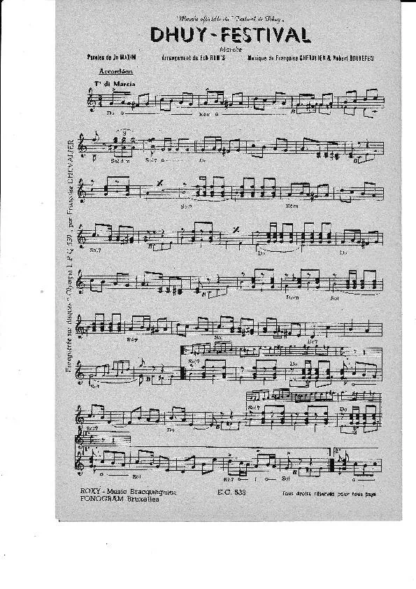 télécharger la partition d'accordéon Dhuy Festival (Arrangement : Bob Ram's) (Orchestration) (Marche) au format PDF