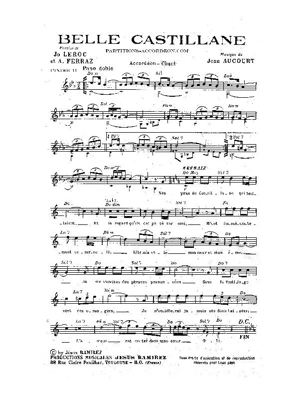 télécharger la partition d'accordéon Belle Castillane (Paso Doble) au format PDF