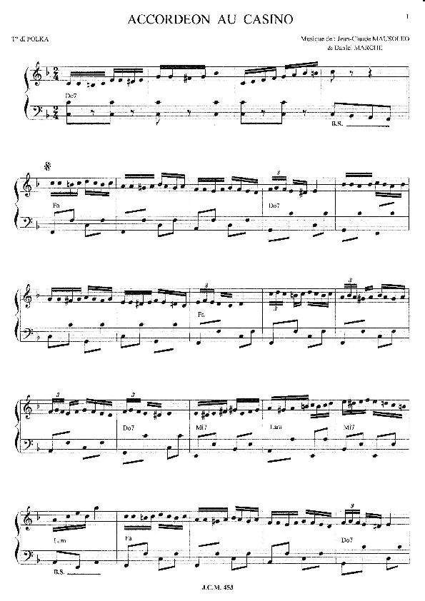 télécharger la partition d'accordéon Accordéon au Casino (Polka) au format PDF