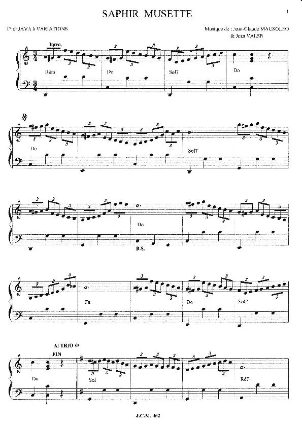 télécharger la partition d'accordéon Saphir Musette (Java à Variations) au format PDF