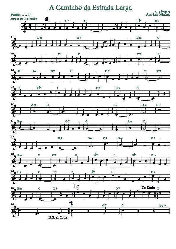 télécharger la partition d'accordéon A Caminho da Estrada Larga (Arrangement : Luc Markey) (Valse Flamenco) au format PDF