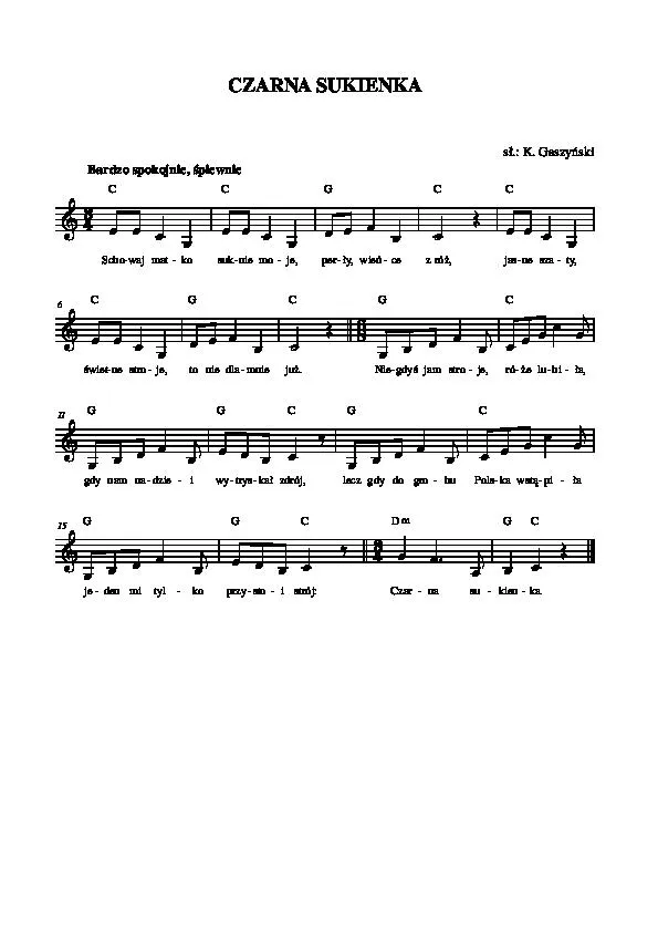 télécharger la partition d'accordéon Czarna sukienka (Zwarte jurk) (Robe noire) (Valse Lente) au format PDF