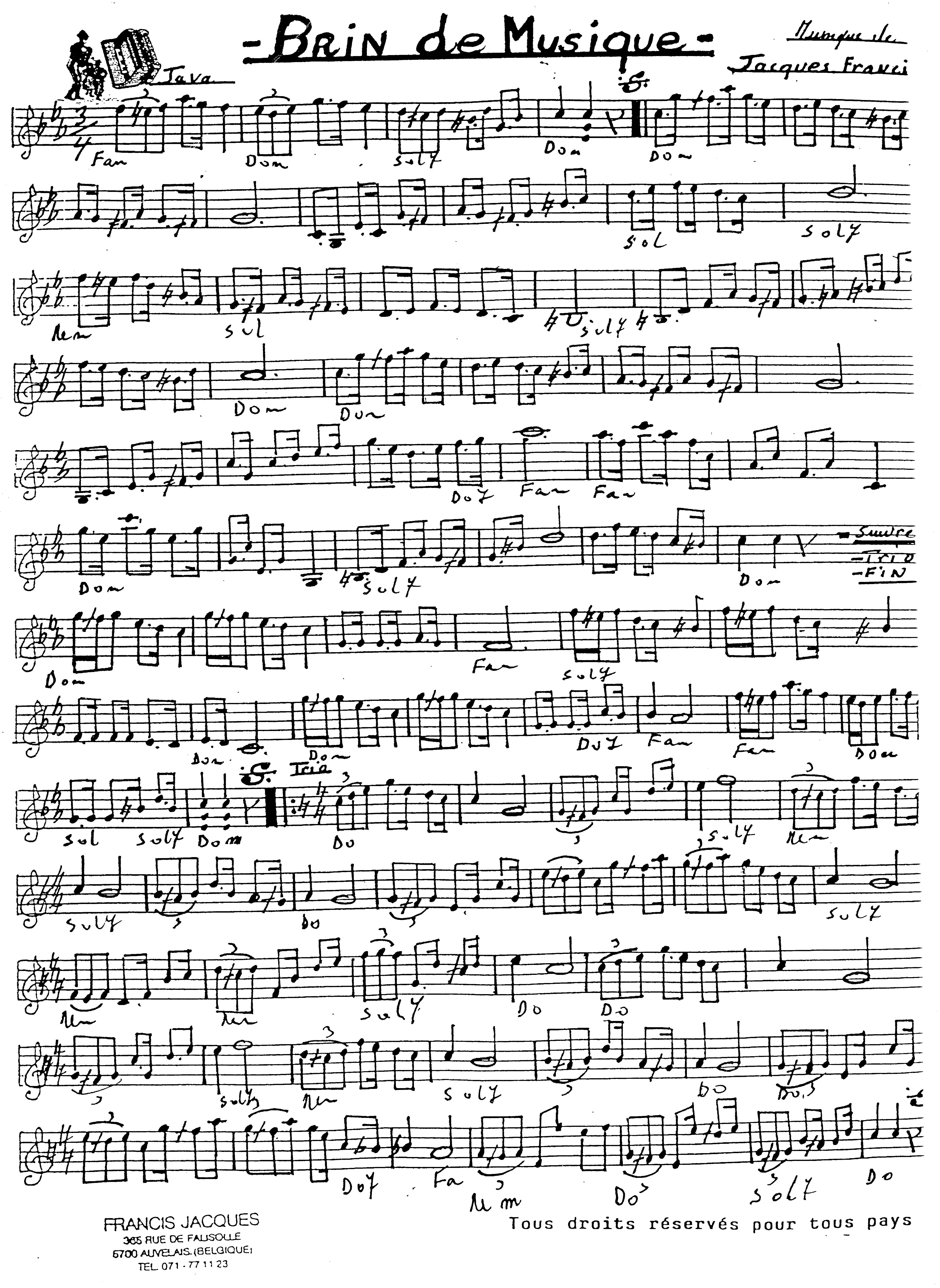 télécharger la partition d'accordéon Brin de Musique (Java) au format PDF